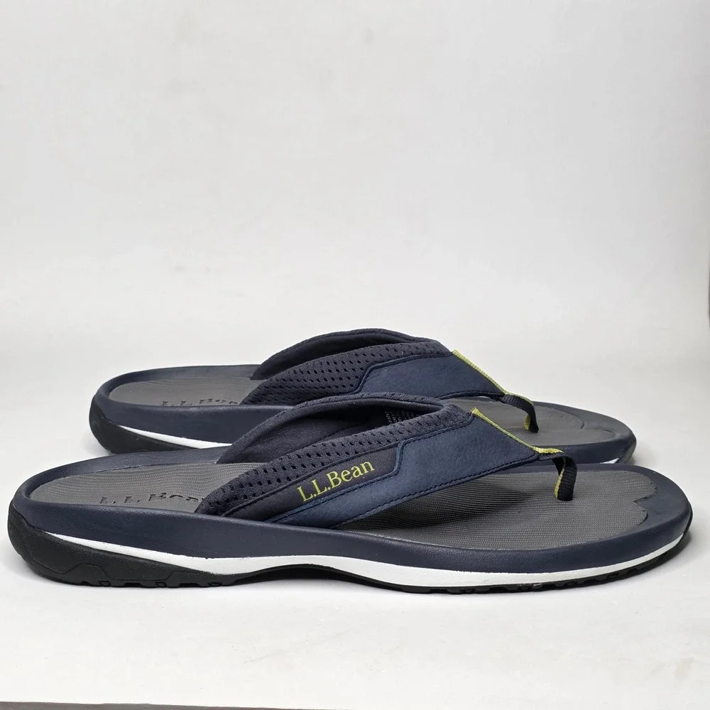 LL Bean Vertigrip Sandals Men's Size 12 Flip Flops Navy Blue Sport Slip On Thong